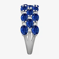 Womens 2MM  Gemstone & 1/8 CT. T.W. Natural Diamond 10K Gold Oval Band