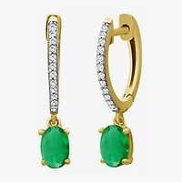 Womens Gemstone & 1/10 CT. T.W. Natural Diamond 10K Gold Oval Drop Earrings