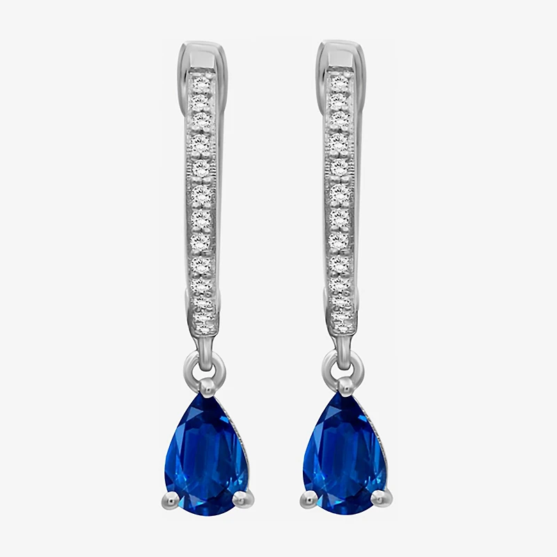 Womens Gemstone & 1/10 CT. T.W. Natural Diamond 10K Gold Pear Drop Earrings