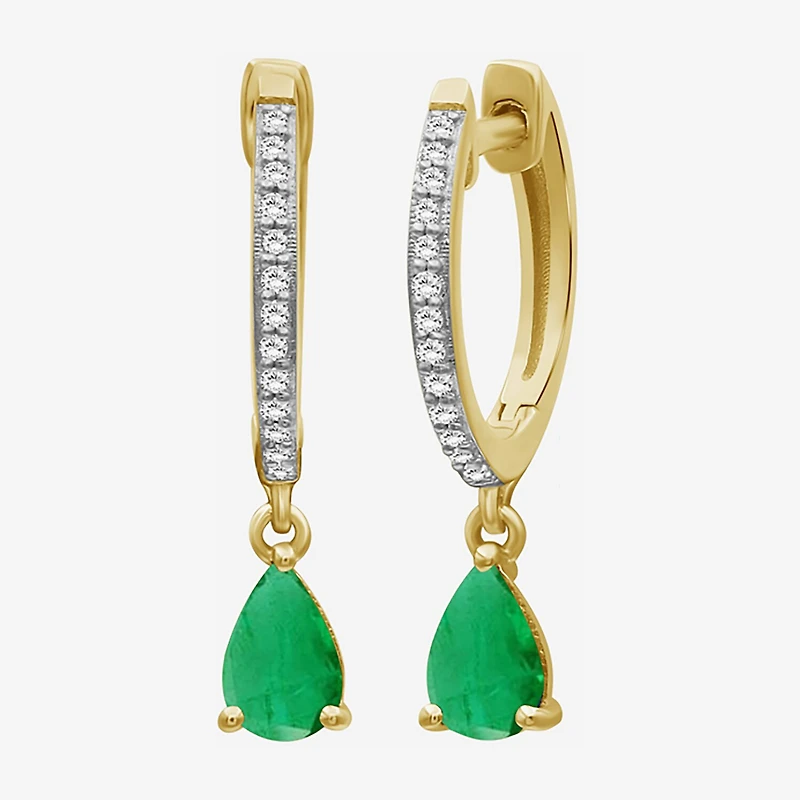 Womens Gemstone & 1/10 CT. T.W. Natural Diamond 10K Gold Pear Drop Earrings