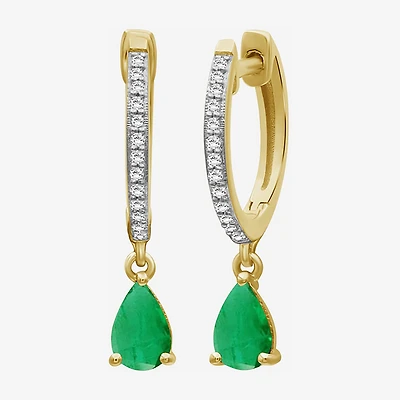 Womens Gemstone & 1/10 CT. T.W. Natural Diamond 10K Gold Pear Drop Earrings