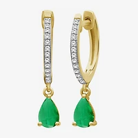 Womens Gemstone & 1/10 CT. T.W. Natural Diamond 10K Gold Pear Drop Earrings