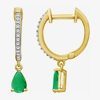 Womens Gemstone & 1/10 CT. T.W. Natural Diamond 10K Gold Pear Drop Earrings