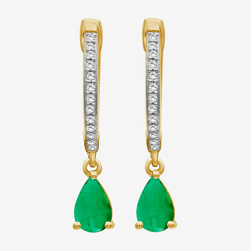Womens Gemstone & 1/10 CT. T.W. Natural Diamond 10K Gold Pear Drop Earrings