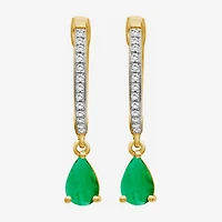 Womens Gemstone & 1/10 CT. T.W. Natural Diamond 10K Gold Pear Drop Earrings