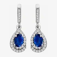 Womens Gemstone & 1/6 CT. T.W. Natural Diamond 10K Gold Oval Drop Earrings