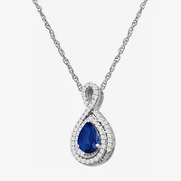 Womens Gemstone & 1/6 CT. T.W. Natural Diamond 10K Gold Pear 18 Inch Pendant Necklace