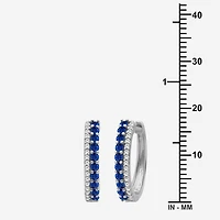 Womens Diamond Accent Gemstone 10K Gold 17.8mm Hoop Earrings