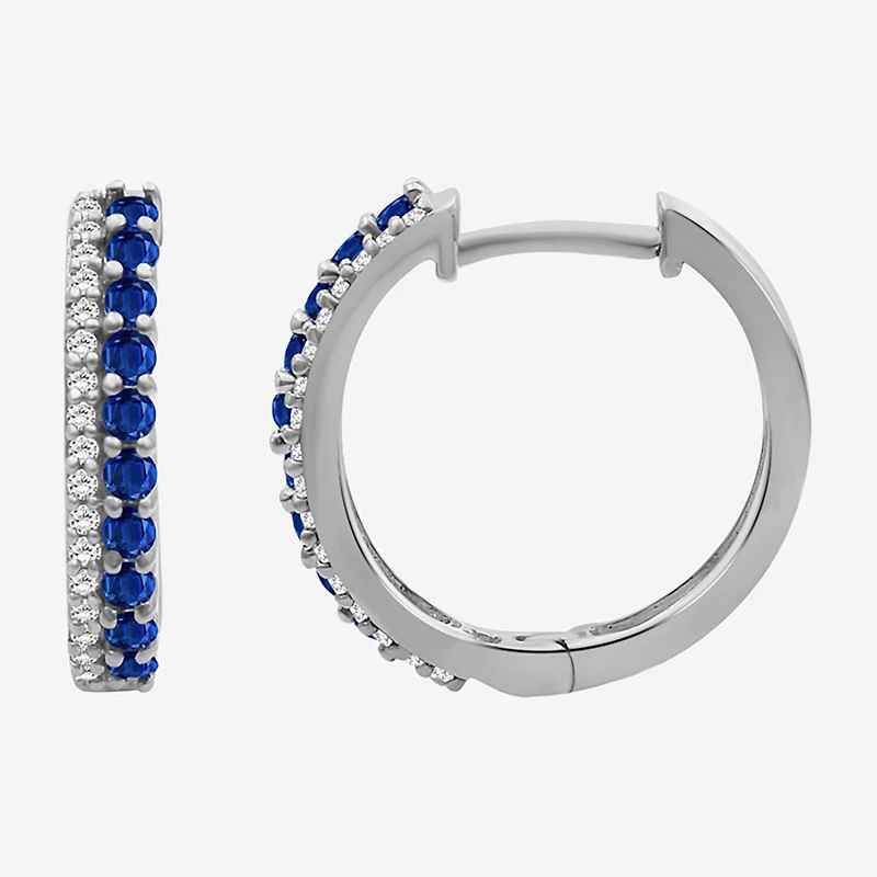 Womens Diamond Accent Gemstone 10K Gold 17.8mm Hoop Earrings