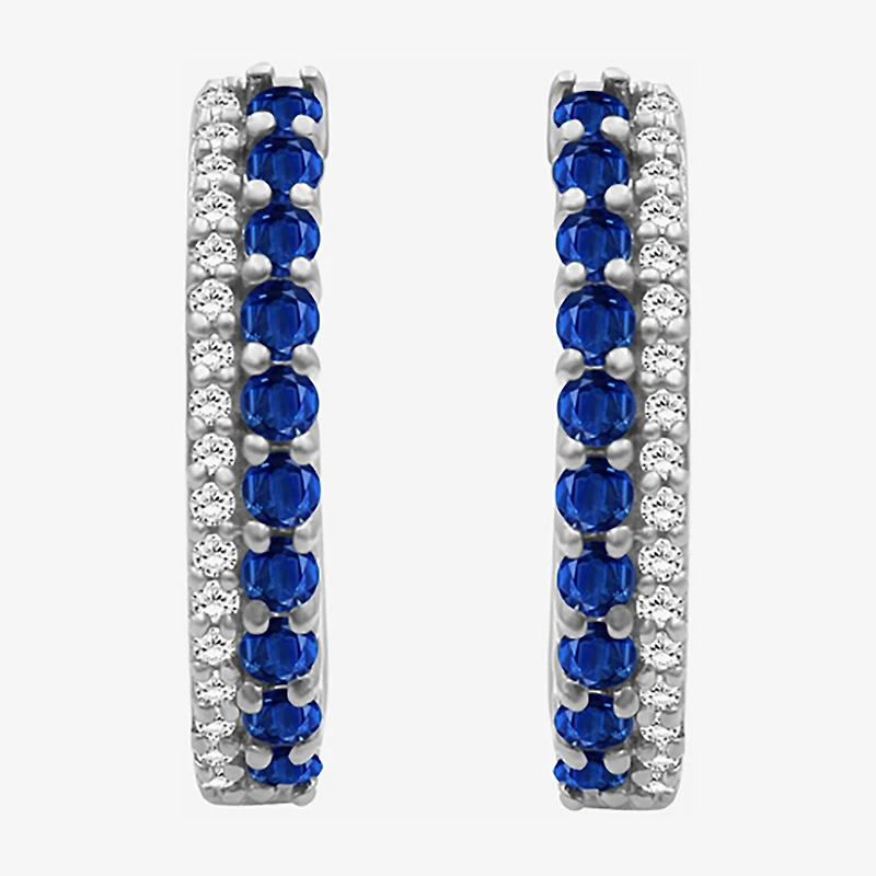 Womens Diamond Accent Gemstone 10K Gold 17.8mm Hoop Earrings