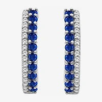 Womens Diamond Accent Gemstone 10K Gold 17.8mm Hoop Earrings