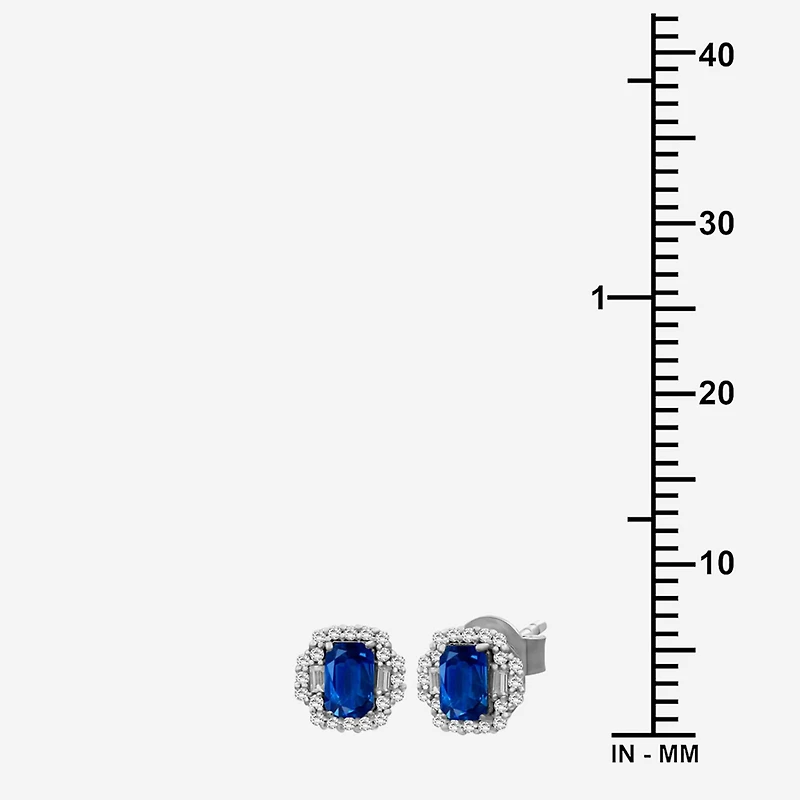 Gemstone & 3/8 CT. T.W. Natural Diamond 10K Gold 7.7mm Stud Earrings