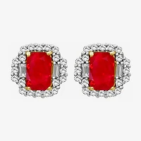 Gemstone & 3/8 CT. T.W. Natural Diamond 10K Gold 7.7mm Stud Earrings
