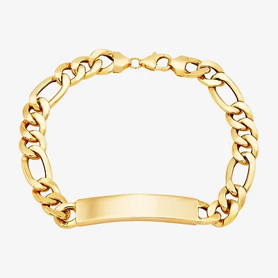 Made in Italy Mens 10K Gold 9 Inch Hollow Figaro Id Bracelet