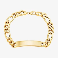 Made in Italy Mens 10K Gold 9 Inch Hollow Figaro Id Bracelet