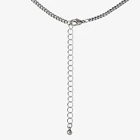 JS Jessica Simpson Silver Tone Pendant Necklace & Stud Earring Womens Multi Color Glass Heart 3-pc. Jewelry Set