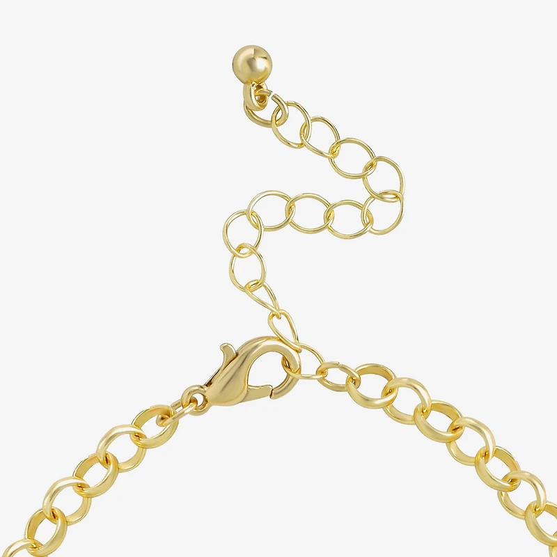 JS Jessica Simpson Gold Tone Charm Bracelet & Drop Earring Womens Crystal Heart 3-pc. Jewelry Set