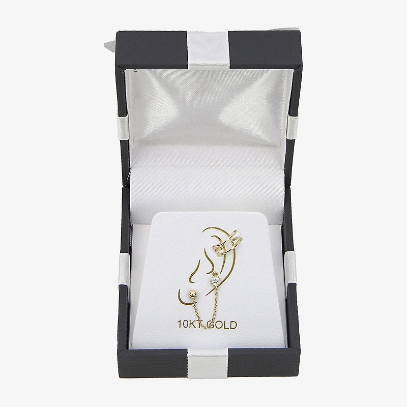 Gold Addiction Womens Cubic Zirconia 10K Gold 2 Pair Earring Set