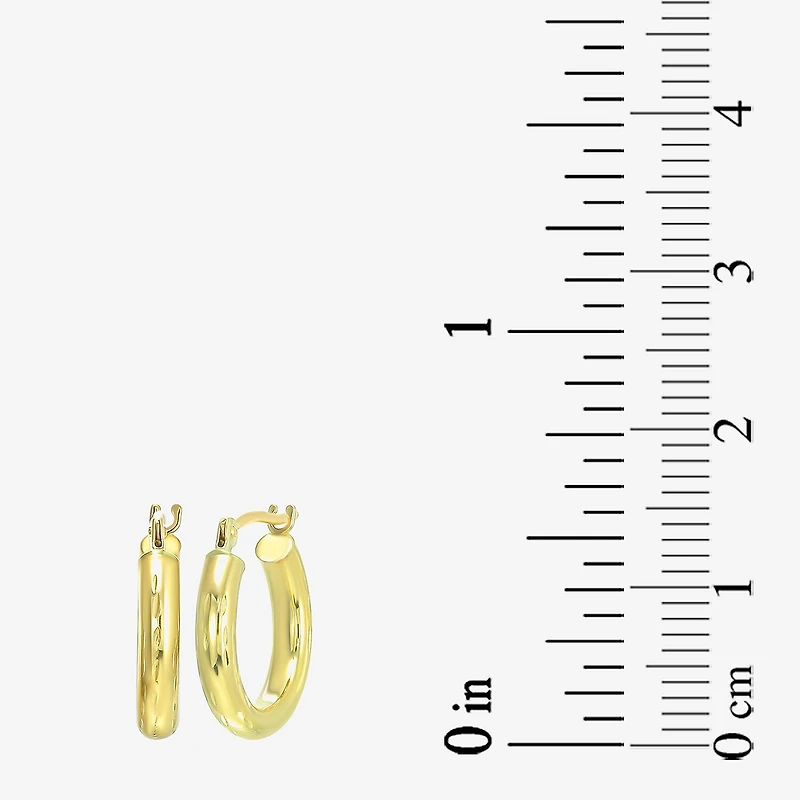 Womens 10K Gold 14mm Round Hoop Earrings