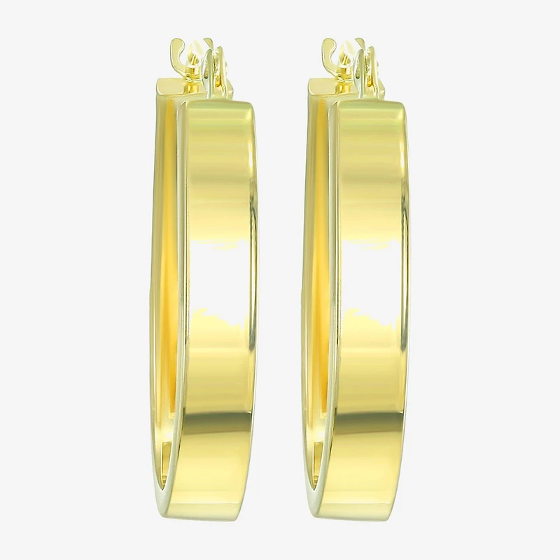 Womens 14K Gold 18mm Oval Hoop Earrings