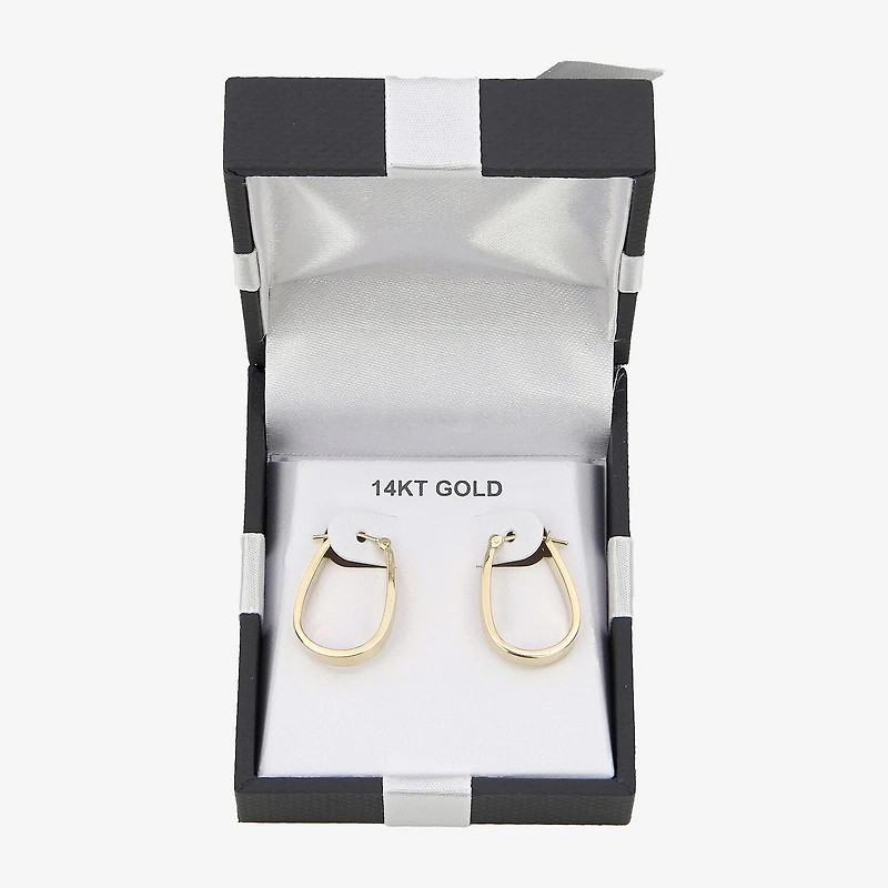 Womens 14K Gold 18mm Oval Hoop Earrings