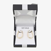 Womens 14K Gold 18mm Oval Hoop Earrings