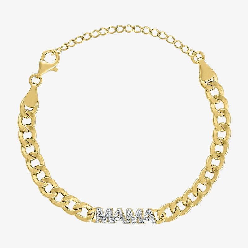 Diamond Addiction (G-H / Si2-I1) Womens 14K Gold Over Silver 6 Inch Curb Chain Bracelet