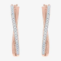 (G-H / Si2-I1) Womens 1/10 CT. T.W. Lab Grown White Diamond 14K Rose Gold Over Silver 26mm Hoop Earrings