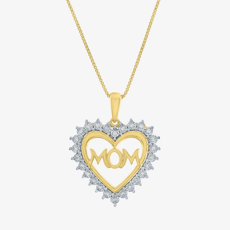 G-H / Si2-I1) Womens 1/ CT. T.W. Lab Grown White Diamond 14K Gold Over Silver Heart Inch Pendant Necklace