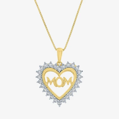 G-H / Si2-I1) Womens 1/10 CT. T.W. Lab Grown White Diamond 14K Gold Over Silver Heart 18 Inch Pendant Necklace