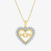 G-H / Si2-I1) Womens 1/ CT. T.W. Lab Grown White Diamond 14K Gold Over Silver Heart Inch Pendant Necklace