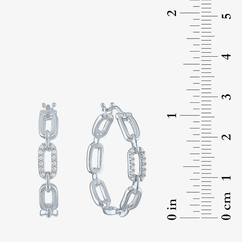 Diamond Addiction (G-H / Si2-I1) Womens 1/10 CT. T.W. Lab Grown White Diamond Sterling Silver 25.4mm Hoop Earrings