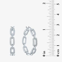 Diamond Addiction (G-H / Si2-I1) Womens 1/10 CT. T.W. Lab Grown White Diamond Sterling Silver 25.4mm Hoop Earrings