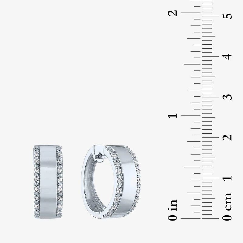 Diamond Addiction (G-H / I1-I2) Womens 1/10 CT. T.W. Lab Grown White Diamond Sterling Silver 18mm Hoop Earrings
