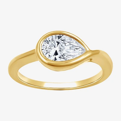 (G,Si1-Si2) Womens 1 CT. T.W. Lab Grown White Diamond 14K Gold Over Silver Pear Cocktail Ring