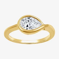 (G,Si1-Si2) Womens 1 CT. T.W. Lab Grown White Diamond 14K Gold Over Silver Pear Cocktail Ring