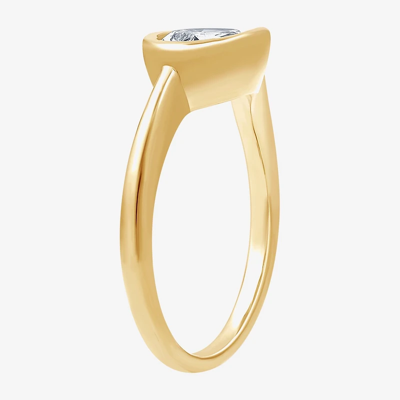 (G,Si1-Si2) Womens 1 CT. T.W. Lab Grown White Diamond 14K Gold Over Silver Pear Cocktail Ring