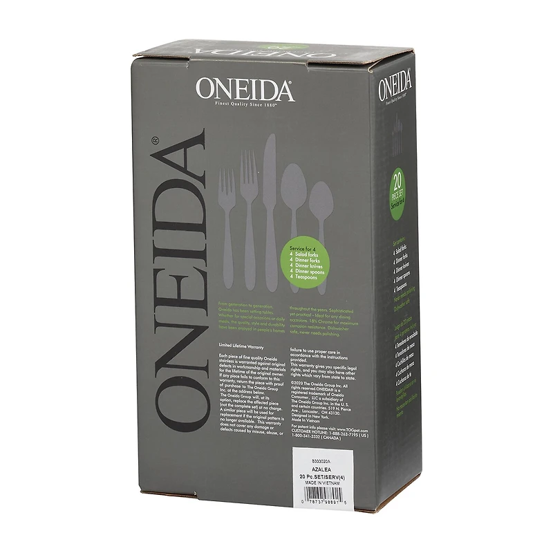 Oneida Azalea 18/0 Stainless Steel 20-pc. Flatware Set