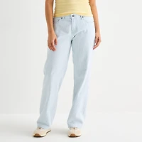 Arizona Striped Womens Juniors Low Rise Straight Leg Jean