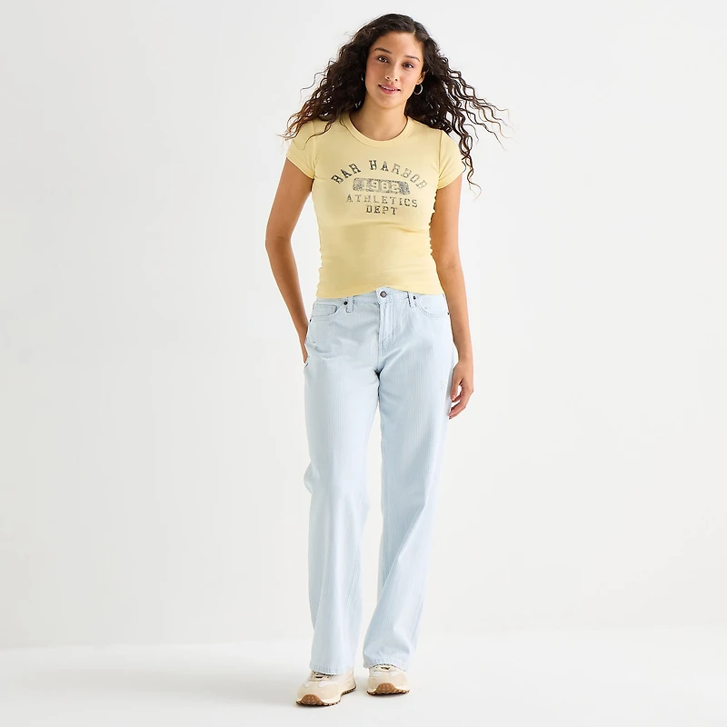 Arizona Striped Womens Juniors Low Rise Straight Leg Jean