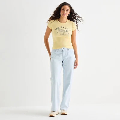 Arizona Striped Womens Juniors Low Rise Straight Leg Jean
