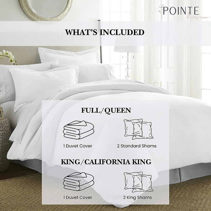 Pointehaven Long Staple Cotton Velvet Feel Sateen 3-pc. Duvet Cover Set