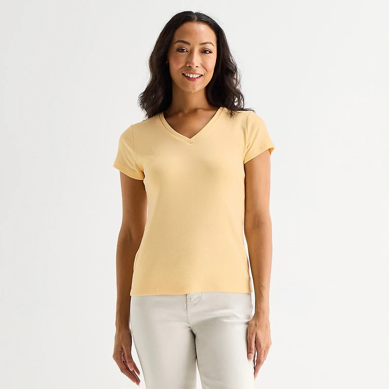 Liz Claiborne Womens V Neck Short Sleeve T-Shirt