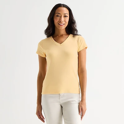 Liz Claiborne Womens V Neck Short Sleeve T-Shirt