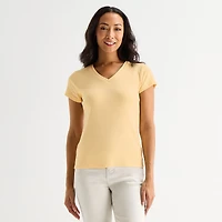 Liz Claiborne Womens V Neck Short Sleeve T-Shirt
