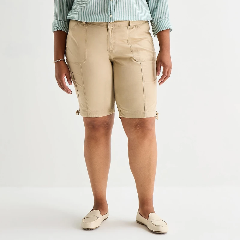 St. John's Bay Womens 11 1/2" Plus Cargo Bermuda Short