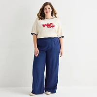St. John's Bay Womens Plus Wide Leg Pull-On Pant