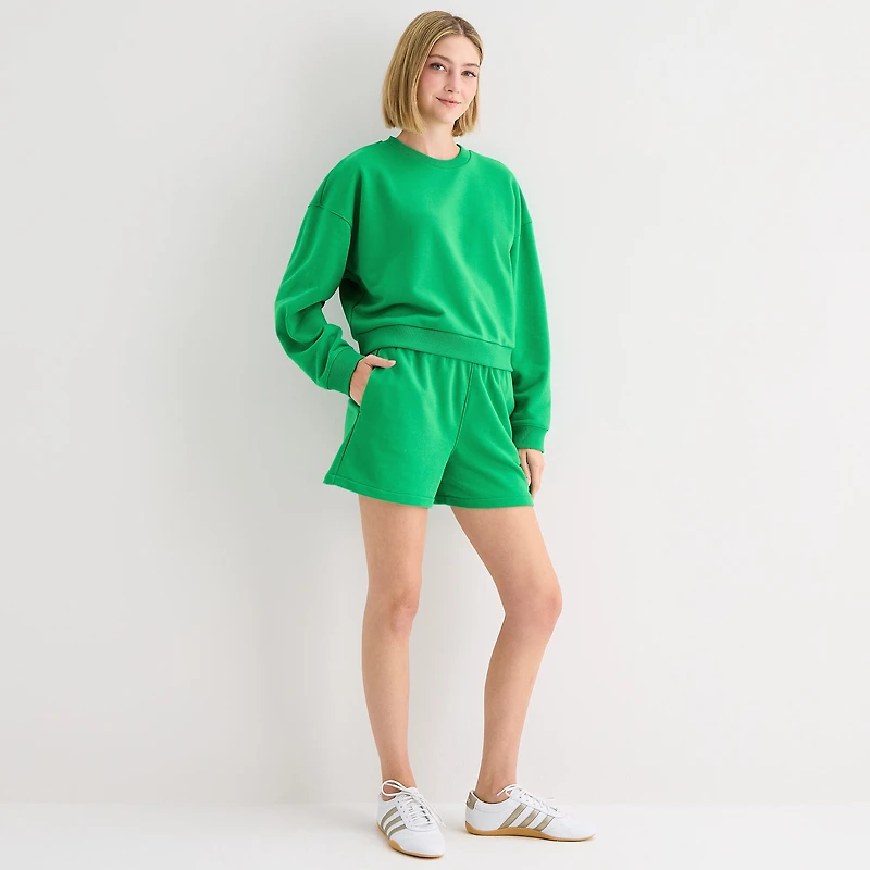 Xersion Womens French Terry Crew Neck Long Sleeve Sweatshirt