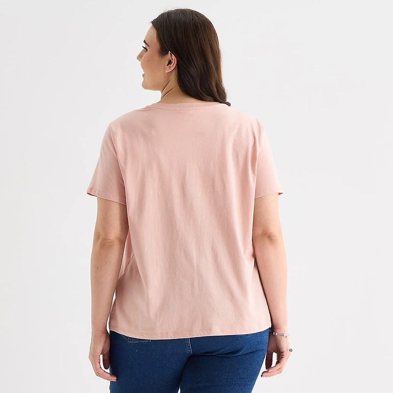 A.N.A Womens Plus Crew Neck Short Sleeve T-Shirt