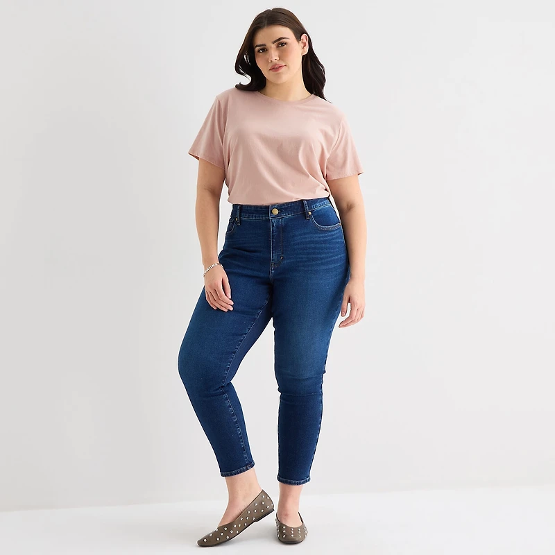 A.N.A Womens Plus Crew Neck Short Sleeve T-Shirt